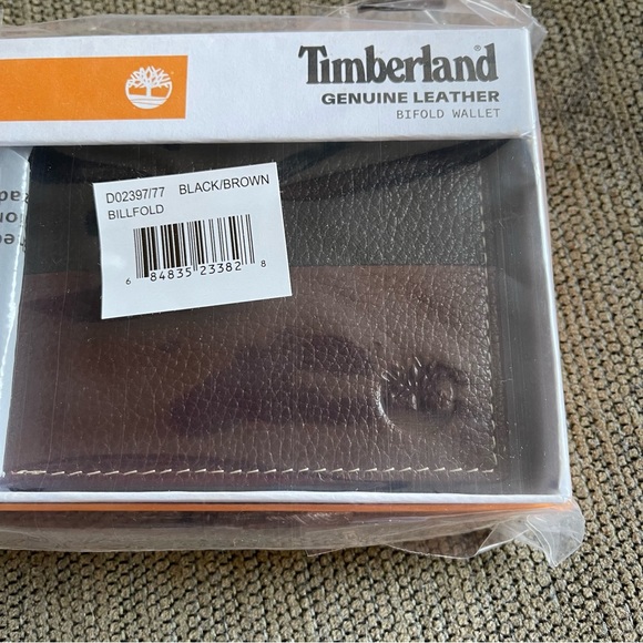 NWT Timberland Sport Contrasting Leather Wallet Black/Brown - Picture 7 of 8